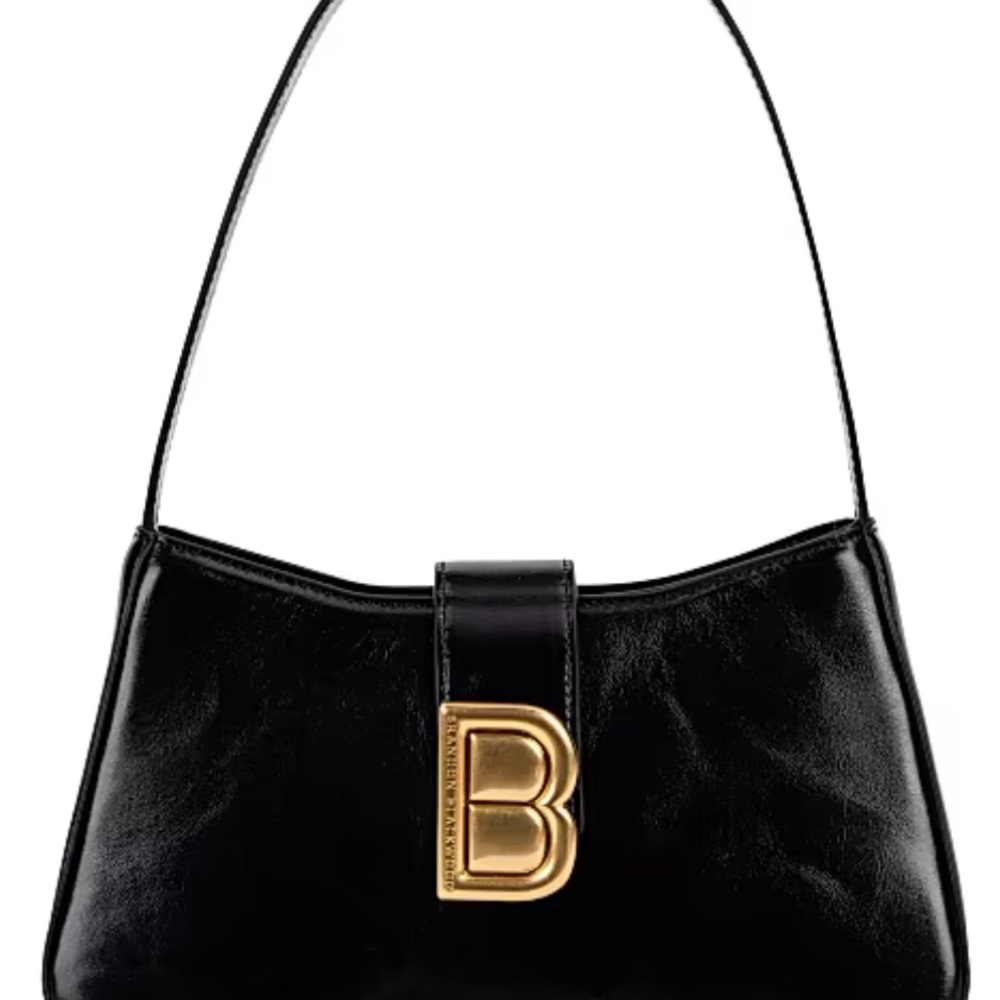Brandon Blackwood Black Leather Daphne Handbag with Gold Accent